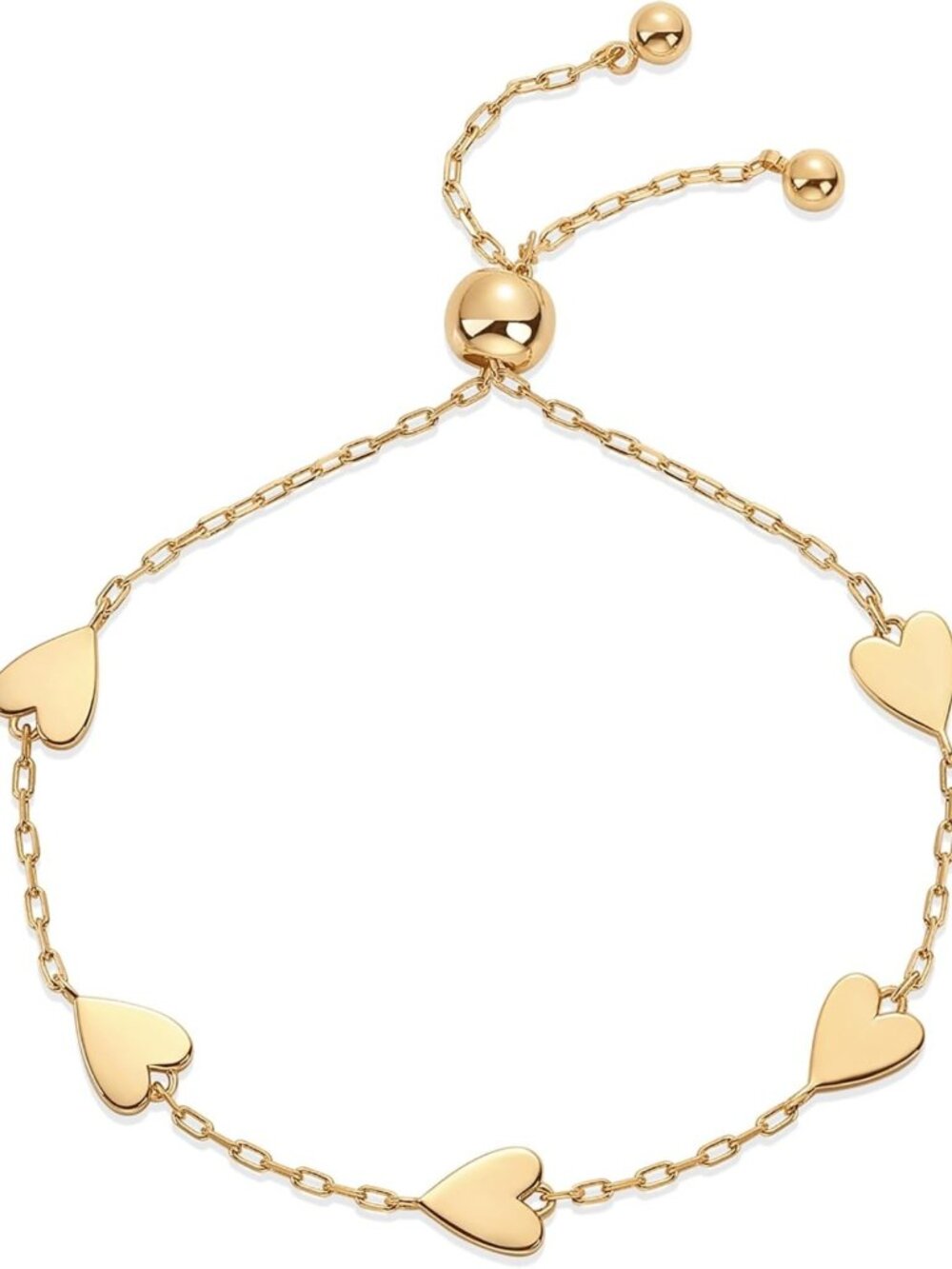 14K Gold Plated Heart Charm Friendship Bracelets Set for Women - Cute Gift Idea